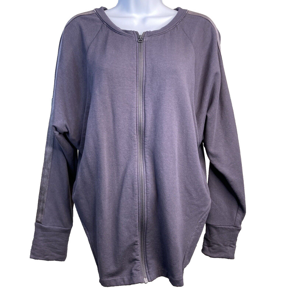 Thrive Societe Purple Full Zip Sweatshirt Jacket Womens Sz M Yoga Cotton Blend